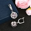 925 Sterling Silver Pave Cubic Zirconia Flat Round Hoop Earrings EJEW-C150-01C-02-3