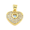 Heart Rack Plating Brass Micro Pave Cubic Zirconia Charms KK-Z053-17G-2