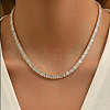 304 Stainless Steel Pave Clear 3A Cubic Zirconia Rectangle Tennis Necklaces for Women MM2615-1-1