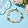 Round Dyed Natural Agate & Acrylic Beaded Stretch Bracelets for Women BJEW-JB10714-2