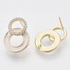 Brass Micro Pave Clear Cubic Zirconia Stud Earring Findings KK-T054-40G-NF-2