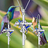 Cross with Bird Alloy Enamel Pendant Necklaces & Dangle Earrings Sets FS-WG79AEB-02-1