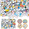 Square Glass Mosaic Cabochons GLAA-WH0033-142-1