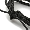 Braided PU Leather & Waxed Cords Triple Layer Multi-strand Bracelets BJEW-P329-06-4