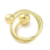 Rack Plating Brass Round Ball Cuff Rings RJEW-D015-02G-3