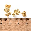 Brass Micro Pave Clear Cubic Zirconia Flower Stud Earrings EJEW-K267-35G-5