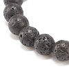 Natural Lava Rock Round Beaded Stretch Bracelet with Alloy Flower BJEW-JB08010-5