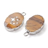 Natural Tiger Eye Oval Pendants G-C102-07P-06-2