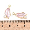Alloy with Pearl Pink Enamel Pendants AL-CBA1FD3-26G-01-3