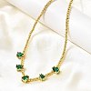 Brass Pave Cubic Zirconia Teardrop Pendant Round Beaded Necklaces NJEW-C121-01G-04-1