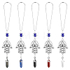 1 Set Hamsa Hand & Evil Eye Hanging Ornament with Bullet Gemstone Charm PALLOY-FH0007-43A-1