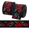 7M Flat Ethnic Style Polyester Jacquard Flower Ribbon OCOR-WH0082-132-1