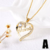 Brass Pave Clear Cubic Zirconia Mama Heart Pendant Necklaces for Mother's Day FS-WGFC5D6-01-1