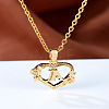 Brass Rose Flower Heart with Letter Pendant Cable Chain Necklaces FS-WG42461-01-1