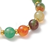Dyed & Heated Natural Peacock Agate Round Beads Stretch Bracelets for Women Men BJEW-JB13444-4