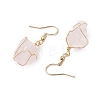 Natural Rose Quartz & 304 Stainless Steel Dangle Earrings for Women EJEW-JE06237-03-4