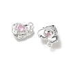Valentine's Day Brass Micro Pave Cubic Zirconia Charms KK-P355-15S-02-2