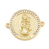 Religion Brass Pave Clear Cubic Zirconia Connector Charms KK-L275-01G-1