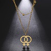 304 Stainless Steel Pendant Double Layer Necklaces WG77B0B-02-1