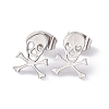 304 Stainless Steel Tiny Hollow Out Skull Stud Earrings for Women STAS-A065-07P-1