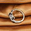 Brass Micro Pave Clear Cubic Zirconia Cuff Rings for Women RJEW-P132-01P-2