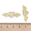 Rack Plating Brass Micro Pave Clear Cubic Zirconia Triple Heart Connector KK-Z064-32G-3