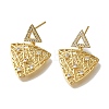 Rack Plating Brass Micro Pave Clear Cubic Zirconia Stud Earrings EJEW-U011-07G-1