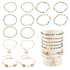 2 Bags Summer Beach Glass Seed Beaded & Natural Shell & Alloy Starfish Charm Anklet Sets AJEW-TA0003-69A-1