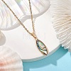 Natural Paua Shell Pendant Necklaces NJEW-JN05141-01-1