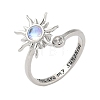 Brass Micro Pave Cubic Zirconia Rotating Cuff Rings for Women RJEW-C132-05P-1