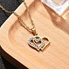 304 Stainless Steel Crystal Rhinestone Heart Pendant Cable Chain Necklaces for Women NJEW-Z056-01B-G-3