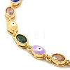 Enamel Evil Eye & Glass Oval Link Chain Bracelet BJEW-G663-01G-4