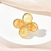Natural Yellow Quartz Faceted Adjustable Finger Rings for Women RJEW-A092-01G-10-2