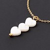 Natural Shell Heart Pendant Necklace with 304 Stainless Steel Chains for Women NJEW-C016-05G-2