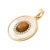 Natural Tiger Eye with Natural White Shell Pendants KK-G553-14G-2
