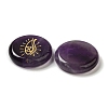 13Pcs Flat Round Natural Amethyst Rune Stones G-K335-08C-2