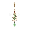 Christmas Tree Glass & Brass Pendant Decorations HJEW-JM02012-1