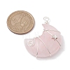 Natural Rose Quartz Copper Wire Wrapped Pendants PALLOY-JF02686-04-2