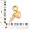 Brass Enamel Letter & Rose Flower European Dangle Charms KK-U048-05G-01-3
