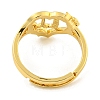 Heart with Letter & Flower Rack Plating Brass Adjustable Rings for Women RJEW-I105-05G-U-3