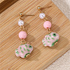 Alloy & Imitation Pearl Dangle Stud Earrings WG8115F-01-1