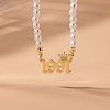 Alloy Crown Birth Year Pendant Imitation Pearl Round White Beaded Necklaces for Women FS-WG173C9-31-1