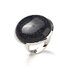 Synthetic Blue Goldstone Round Adjustable Rings RJEW-K371-09S-18-2