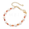 Round Natural Cultured Freshwater Pearl & Dyed Natural Agate Beaded Bracelats BJEW-JB12808-3