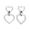 304 Stainless Steel Double Heart Dangle Stud Earrings for Women EJEW-N016-015P-2