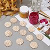 12Pcs Flower Rubber Wooden Carved Decor Applique WOOD-FH0001-77-5