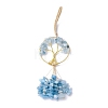 Wire Wrapped Chips Natural Aquamarine Big Pendant Decorations HJEW-H057-03B-2