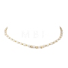 Natural Cultured Freshwater Pearl Two Sides Polished & Brass Star Beaded Necklaces for Women NJEW-JN06356-2