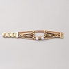 PU Leather & Alloy Rhinestone Watch Band with ABS Imitation Plastic Pearl & Flower Charm FIND-SZC0007-26A-1