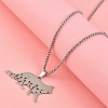 304 Stainless Steel Hollow Cat Shaped Pendant Box Chain Necklaces NJEW-M086-06P-1